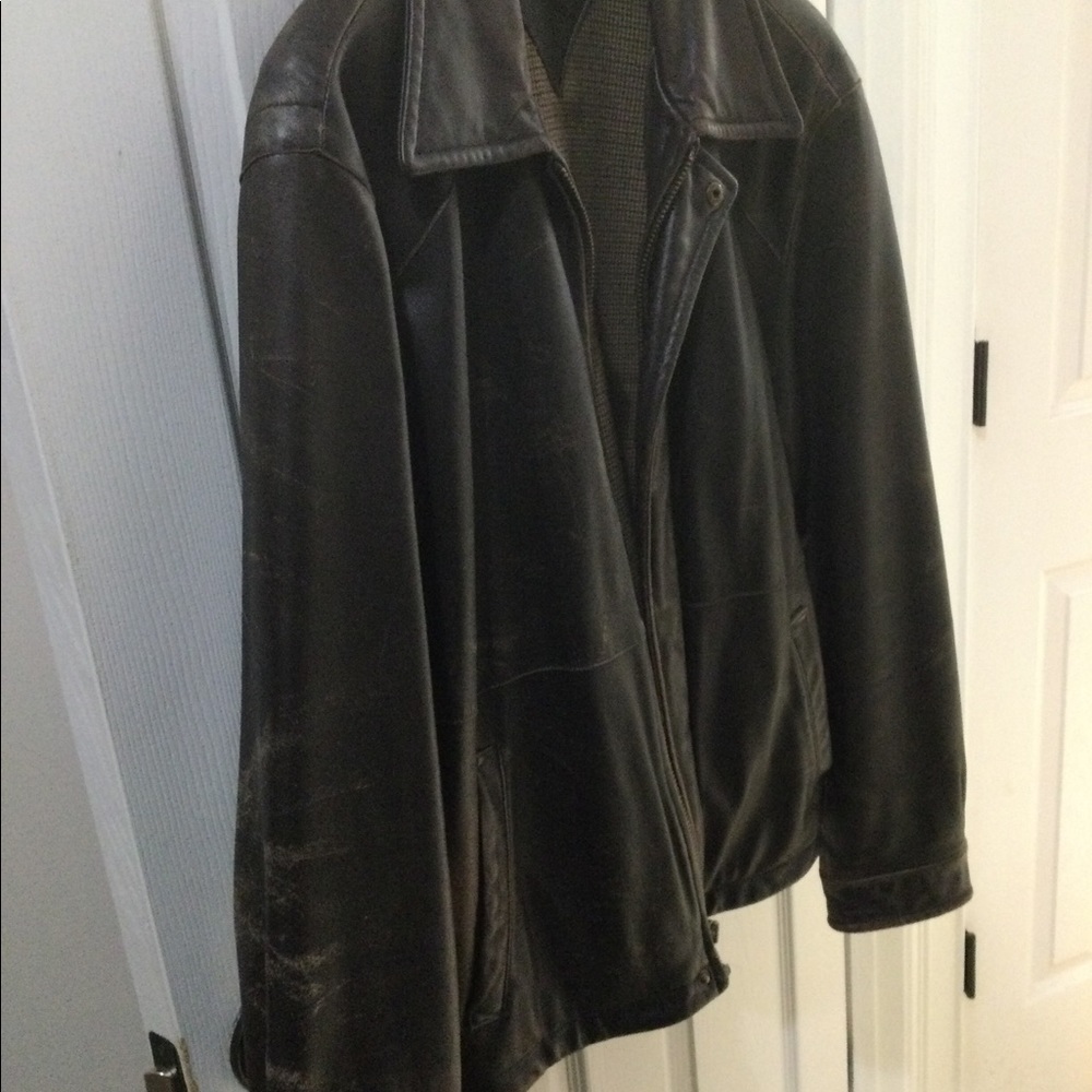Tommy Hilfiger brown leather jacket size M
